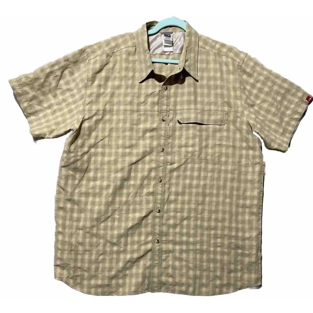 The North Face Button Up Shirt Men's 2XL‎ Beige Plaid Nature Hiking Gorpcore